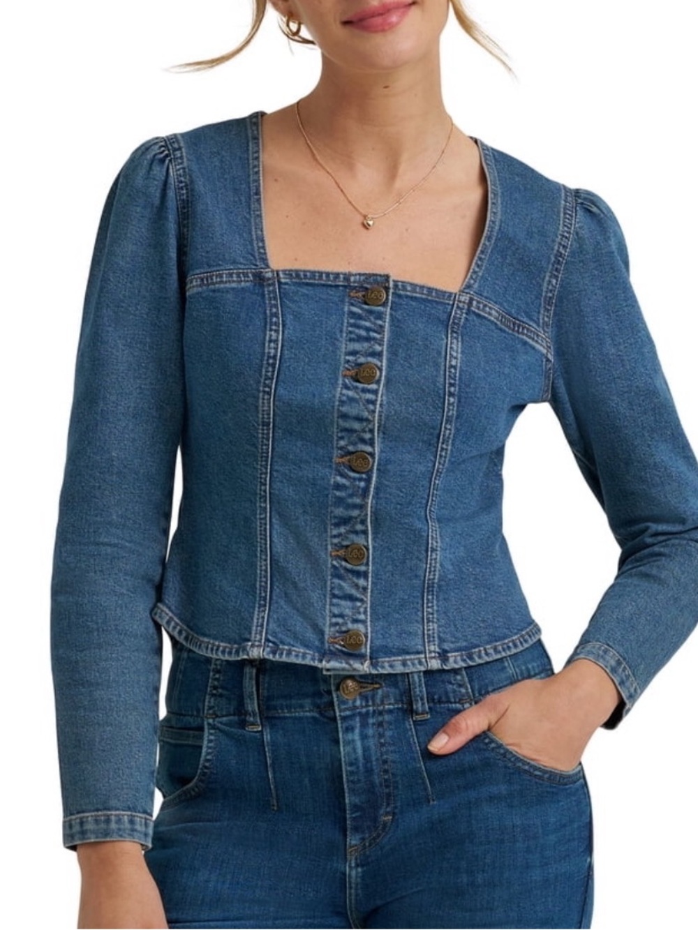 Lee Vintage-Style Dark Blue Denim Button Jacket